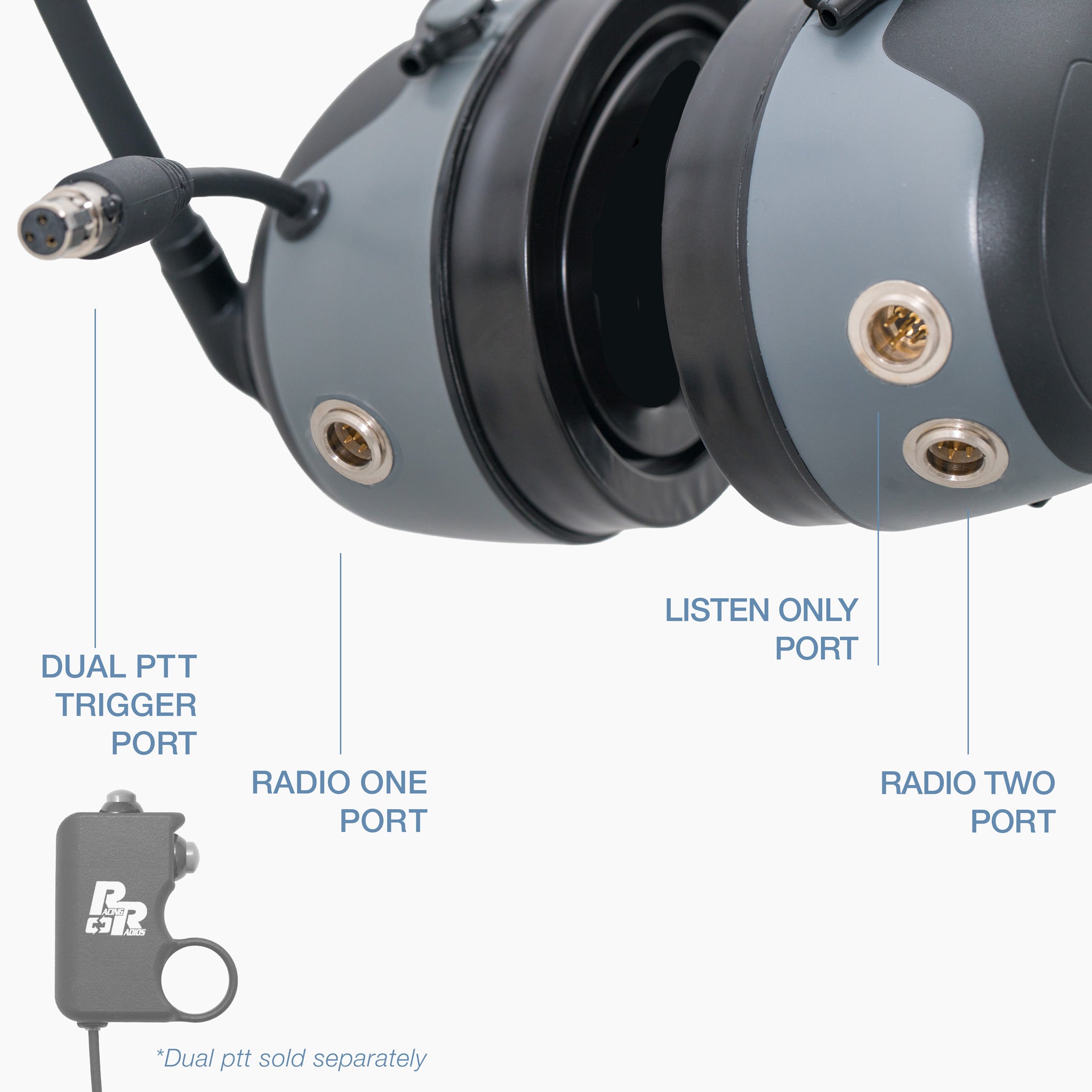 RRH23PEL2-LO-SPOTTER Dual Radio Spotter Headset Connection Guide