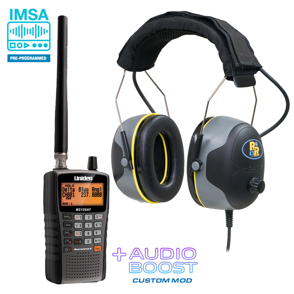 IMSA Programmed Fan Scanner and Fan Peltor Over-the-head Scanner Headset | IMSA Series Programming